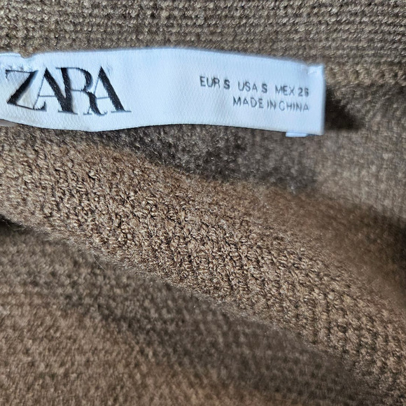 ZARA cardigan sweater knit dress stretchy brown sz S - Picture 7 of 10